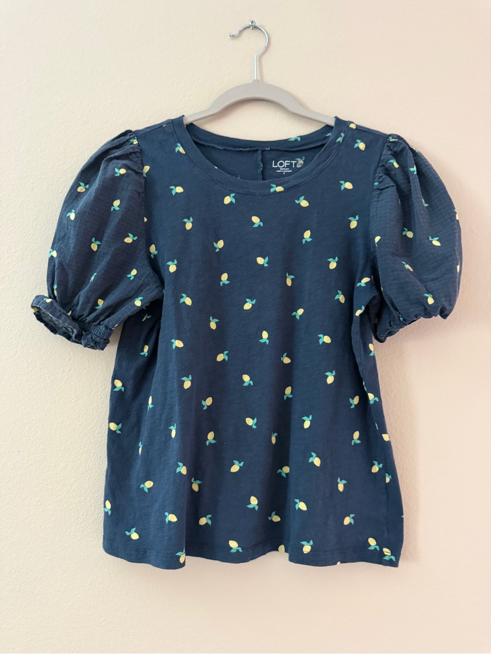 LOFT Navy Short-Sleeve Kids Top with Yellow Lemon Print